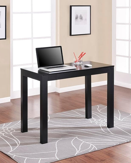 Ameriwood Home Parsons Computer Desk with Drawer, Black - LeafyLoom