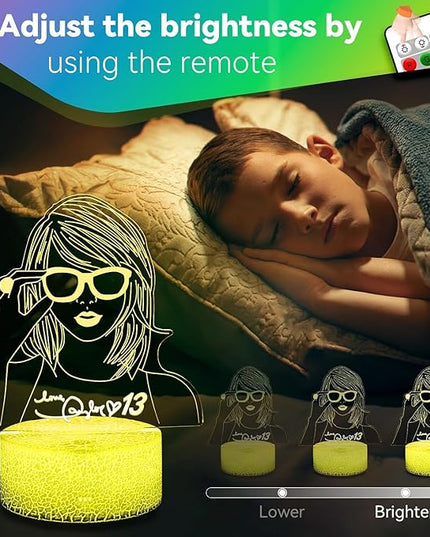 Taylor Cool Night Light：Gift 3D Night Light 16 Colors Changing LED Lamp Decoration for Girls Singer Albums Inspired Merchandise Gift Table Lamp for Party Birthday Festival Gifts - LeafyLoom