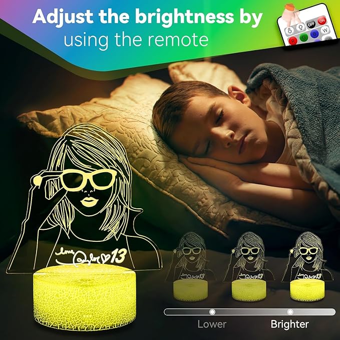 Taylor Cool Night Light：Gift 3D Night Light 16 Colors Changing LED Lamp Decoration for Girls Singer Albums Inspired Merchandise Gift Table Lamp for Party Birthday Festival Gifts - LeafyLoom