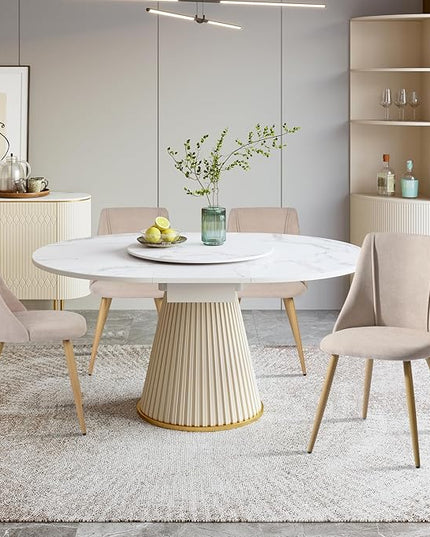 FurnitureR Dining Chairs Set of 2, Fabric Side Chairs Upholstered Living Room Accent Chair with Soft Seat/Metal Legs, Mid-Back Armless Chairs for Home Kitchen Restaurant, Beige - LeafyLoom