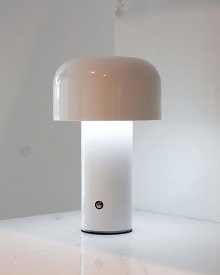 Monospace Mushroom Lamp | Minimalist Lamp (White) | Modern Metal Table Lamp | LED Bedside Lamp | 3 Color Settings - LeafyLoom