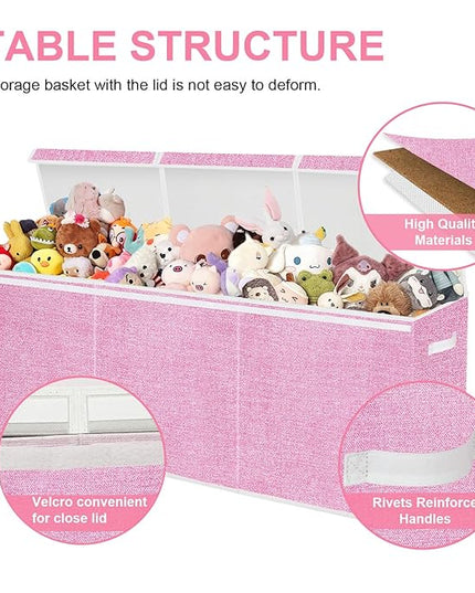 Extra Large Toy Box for Kids,Collapsible Toys Storage Chest Boxes Organizers with Dividers for Boys,Girls,Closet,Nursery,Playroom 35.8"x12.6"x16"(Dark Pink) - LeafyLoom
