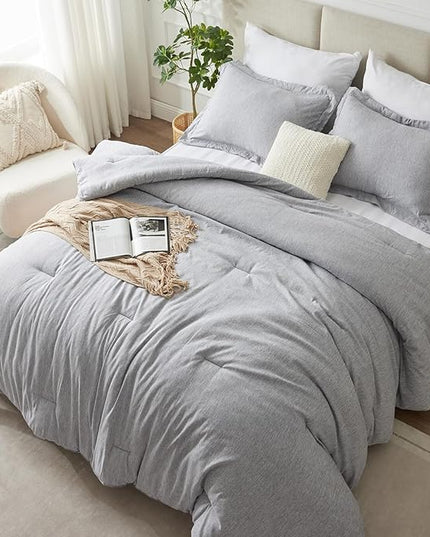 CozyLux Twin/Twin XL Comforter Set Dorm Bedding - 2 Pieces Greyish Green Twin Extra Long Soft Luxury Cationic Dyeing Comforter for College, Breathable Boho Bed Sets with 1 Comforter and 1 Pillow Sham - LeafyLoom