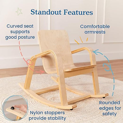 ECR4Kids Bentwood Rocking Chair, Kids Furniture, Natural - LeafyLoom