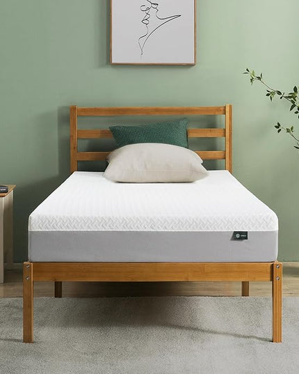ZINUS 8 Inch Green Tea Essential Memory Foam Mattress [New Version], Twin, Fiberglass Free, Medium Feel, Breathable Airflow Memory Foam, Certified Safe Foams & Fabric, Mattress in A Box - LeafyLoom