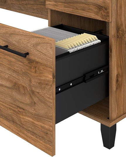Bush Furniture Somerset Computer Drawers | Office Home Workspace | Large Desk, 72W, Fresh Walnut - LeafyLoom