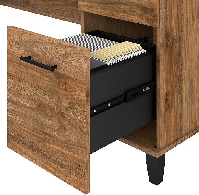Bush Furniture Somerset Computer Drawers | Office Home Workspace | Large Desk, 72W, Fresh Walnut - LeafyLoom