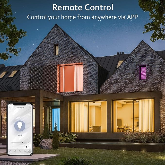 Peteme Smart WiFi Light Bulbs, Led RGB Color Changing Bulbs Compatible with Alexa, Siri,Echo, Google Home, A19 E26 60W Smart Bulbs 1 Pack Peteme