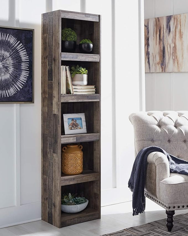 Signature Design by Ashley Derekson Rustic Pine Grain Finished Pier with 3 Adjustable Shelves, Multi Dark Gray - LeafyLoom
