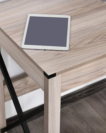 HOMCOM 44 inch Home Office Computer Desk, Rustic Writing Desk, Farmhouse Workstation with Storage Drawer, X-Frame - LeafyLoom