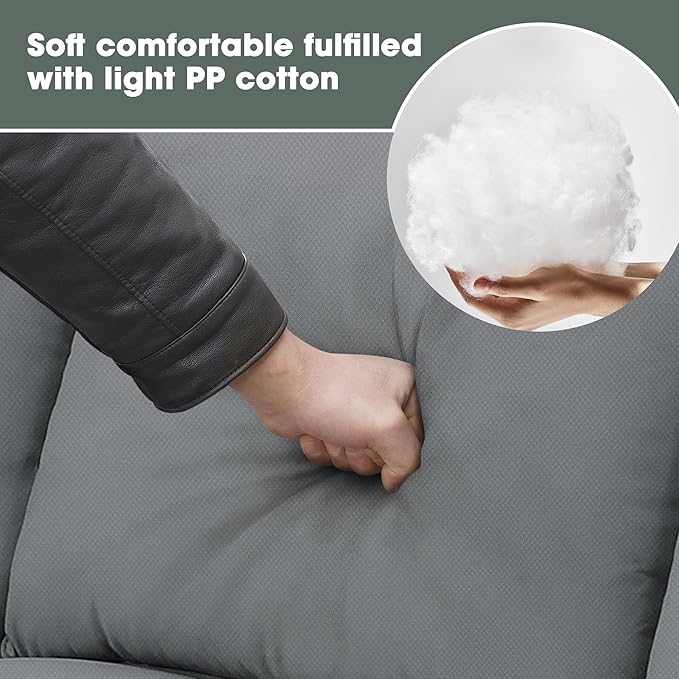 112" 7 Seats Sectional Solid Wood Sofa Sets with Ottoman,L Shape Upholstered Fabric Couch w/ 3 Pillows,for Living, Apartment,Huse or Conference Room,Grey - LeafyLoom