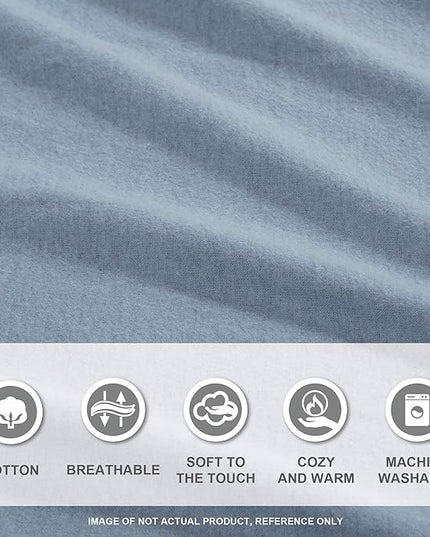 Comfort Spaces Cotton Flannel Breathable Warm Deep Pocket Sheets with Pillow Case Bedding, Full, Blue Solid 4 Piece - LeafyLoom