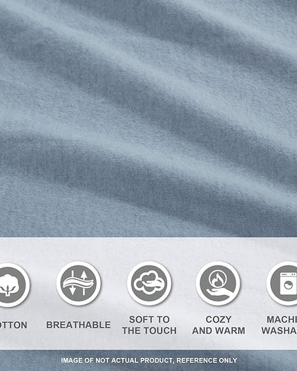 Comfort Spaces Cotton Flannel Breathable Warm Deep Pocket Sheets with Pillow Case Bedding, Cal King, Blue Solid 4 Piece - LeafyLoom