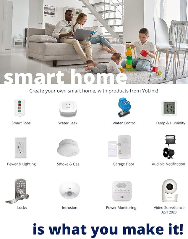 YoLink LoRa 1/4 Wireless Range Smart Motion Sensors, Indoor Motion Detector, Alexa, IFTTT, Home Assistant, Movement Detector App Alerts Remote Monitor, 2 Pack, YoLink Regular Hub Included YoLink