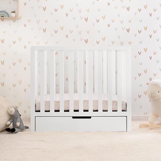 Carter's by DaVinci Colby 4-in-1 Convertible Mini Crib with Trundle Drawer in White, Greenguard Gold Certified, Undercrib Storage - LeafyLoom