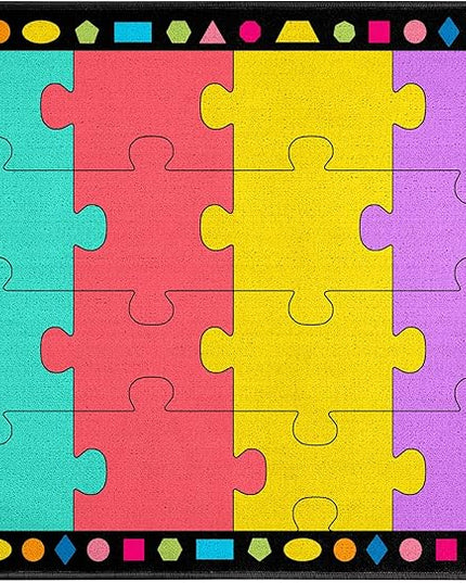 Booooom Jackson Classroom Rug Elementary Classroom Carpet 6'5"x8'5"Preschool Rugs Colorful Puzzle Seating Rug with Non-Slip Backing School Classroom Kid Rug (PzLaB-2620) - LeafyLoom