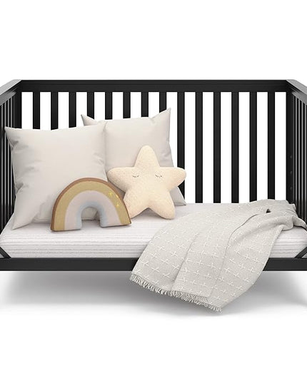Storkcraft Hillcrest 4-in-1 Convertible Crib (Black) - Converts to Daybed, Toddler Bed, and Full-Size Bed, Fits Standard Full-Size Crib Mattress, Adjustable Mattress Support Base - LeafyLoom
