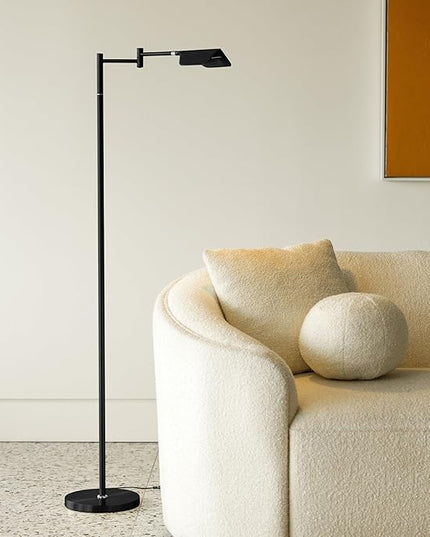 Brightech Leaf Pharmacy LED Reading Lamp, Dimmable Floor Lamp with Easy Rotation over Chair or Desk for Living Rooms & Offices, Adjustable Standing Lamp, Tall Lamp for Sewing & Craftwork - Jet Black - LeafyLoom