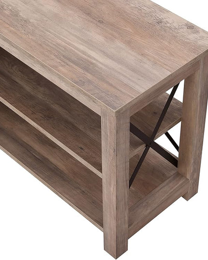 Henn&Hart Rectangular TV Stand for TV's up to 70" in Gray Oak, Electric Fireplace TV Stands for the Living Room - LeafyLoom