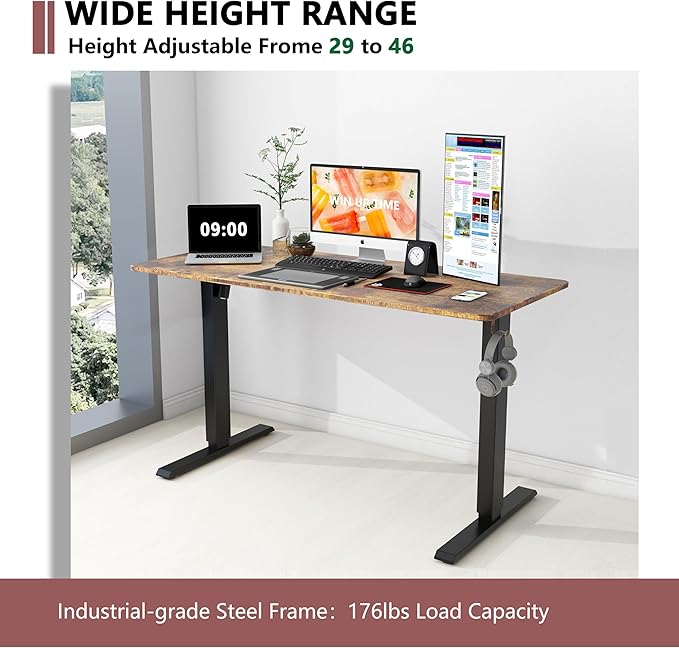 63 x 24 Inches Standing Desk Adjustable Height with Splice Board- Stand Up Desk, Electric Standing Desk, Sit to Stand Desk for Home & Office Computer Desk - LeafyLoom