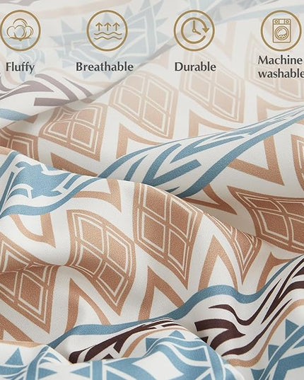 CASAAGUSTO Twin Comforter Set, 6 Pieces Terrcotta Boho Comforter Set, Microfiber Cozy Bohomian Bedding Set with Decor Pillow, Lightweight Breathable for All Seasons - LeafyLoom