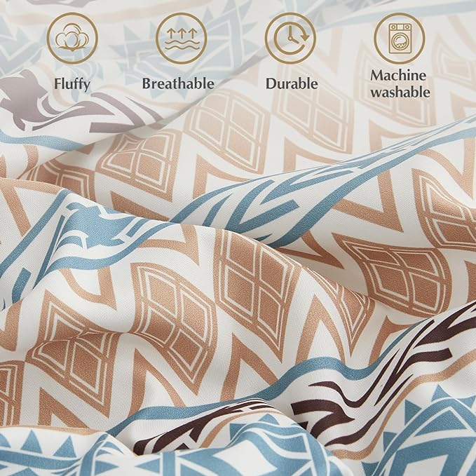 CASAAGUSTO Twin Comforter Set, 6 Pieces Terrcotta Boho Comforter Set, Microfiber Cozy Bohomian Bedding Set with Decor Pillow, Lightweight Breathable for All Seasons - LeafyLoom