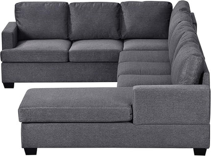 125.6" Large U-Shaped Sectional Sofa with Extra Wide Chaise Loung, Modern Oversized Modular Deep Seat Upholstered Couch for Home, Apartment, Living Room Furniture Set, Grey, 125.6 Inch - LeafyLoom