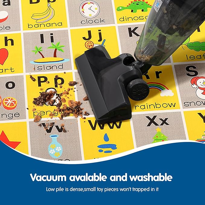 Booooom Jackson ABC Rug, 3.3 x 4.9 ft, Educational Area Rug for Kids, Non-Slip Polyester Rug with Alphabet, Shapes, Animals & Fruits, Perfect for Playroom, Nursery, Classroom - LeafyLoom