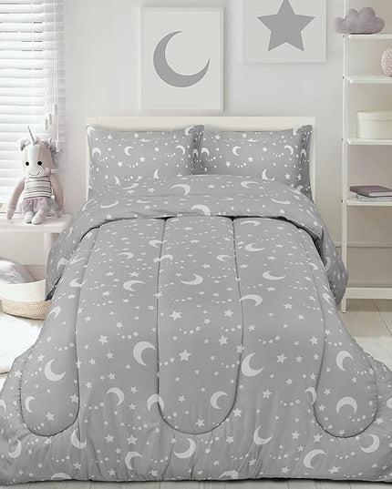 Utopia Bedding All Season Moon Star Comforter Set with 2 Pillow Cases, 3 Piece Soft Brushed Microfiber Kids Bedding Set for Boys/Girls, Machine Washable (Twin) - LeafyLoom