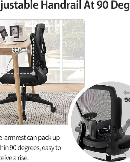 FelixKing Office Chair, Home Desk Chair with Lumbar Support Adjustable Height and Swivel Gaming Computer Chair with Flip up Armrests for Meeting Room (Black) - LeafyLoom