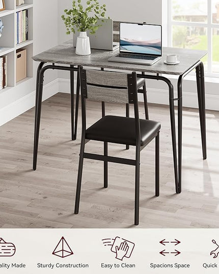 Dining Table for 4, Small Table and Chairs Set of 4, Square Dinette Set for 4, Dinner Table Set, 5 Piece Kitchen & Dining Room Sets for Small Space, Apartment (Gray, Dining Table with 4 Chairs) - LeafyLoom