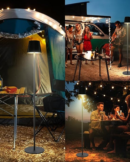 Neoglint Cordless Floor Lamp for Outdoor/Indoor, Touch Control Adjustable Height LED Lamp, Dimmable Rechargeable Battery Operated Lamp for Bedroom, Living Room, Patio (Round) - LeafyLoom