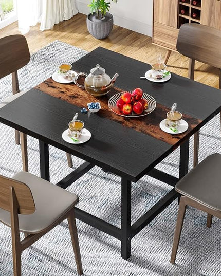 39.4"x 39.4"x29.5 “ inches Rustic Wooden Square Dining Kitchen Table for Small Space - LeafyLoom