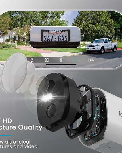 2K Solar Camera Security Outdoor with Spotlight & Siren, AI Detection Wireless Cameras for Home Security, 3MP Color Night Vision/2-Way Talk/Compatible with Alexa ieGeek