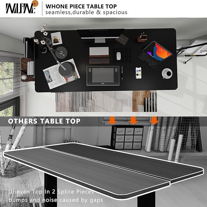 Whole Piece DeskTop Manual Standing Desk Adjustable Height- Crank Stand Up Desk, Sit Stand Desk with Frame Computer Desk - LeafyLoom