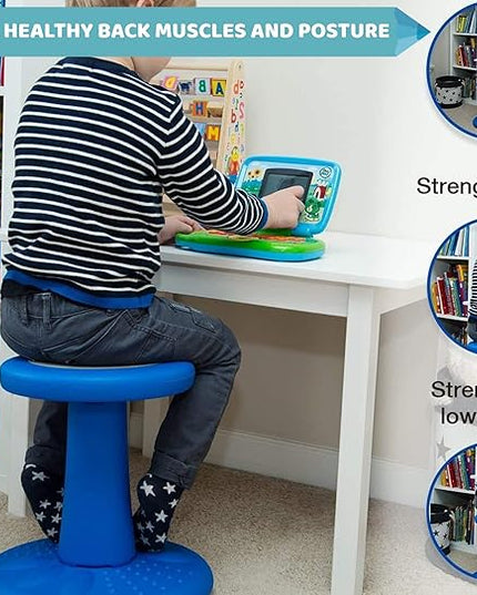 Studico ActiveChairs Kids Wobble Stool, Flexible Seating for Preschool & Elementary Classrooms, Improves Focus, Posture & ADHD/ADD, 14" Active Desk Chairs, Ages 3-7, Blue - LeafyLoom