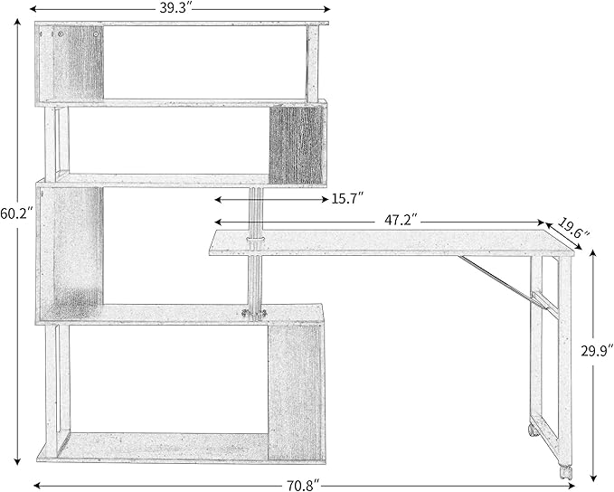 NicBex Kimberly-DW-00055-LWJ Home Office Desks, 47.2"x39.9"x60.2, Brown - LeafyLoom