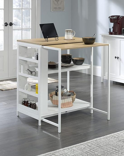 Sauder Miscellaneous Storage Kitchen Island, L: 31.50" x W: 32.88" x H: 36.00", White Finish - LeafyLoom