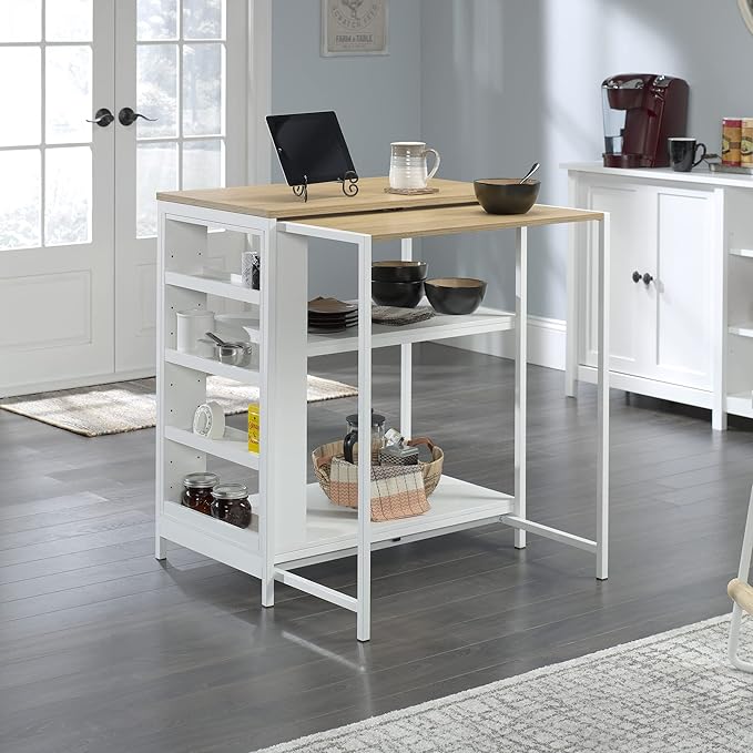 Sauder Miscellaneous Storage Kitchen Island, L: 31.50" x W: 32.88" x H: 36.00", White Finish - LeafyLoom