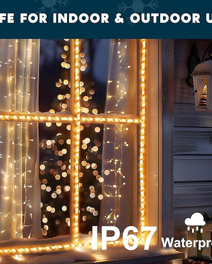 Joiedomi 40FT LED Candy Cane Rope Lights, Waterproof Outdoor 360 LED Christmas Decor Lights for Garden Yard Party Xmas Christmas Holiday Decorations Joiedomi