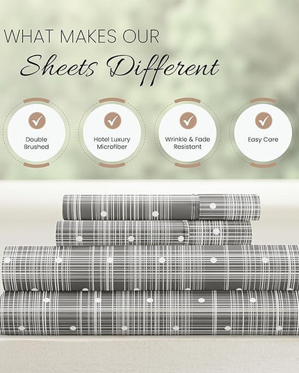 Linen Market 4 Piece Sheet Set Patterned, California King, Polkadot Gray - LeafyLoom