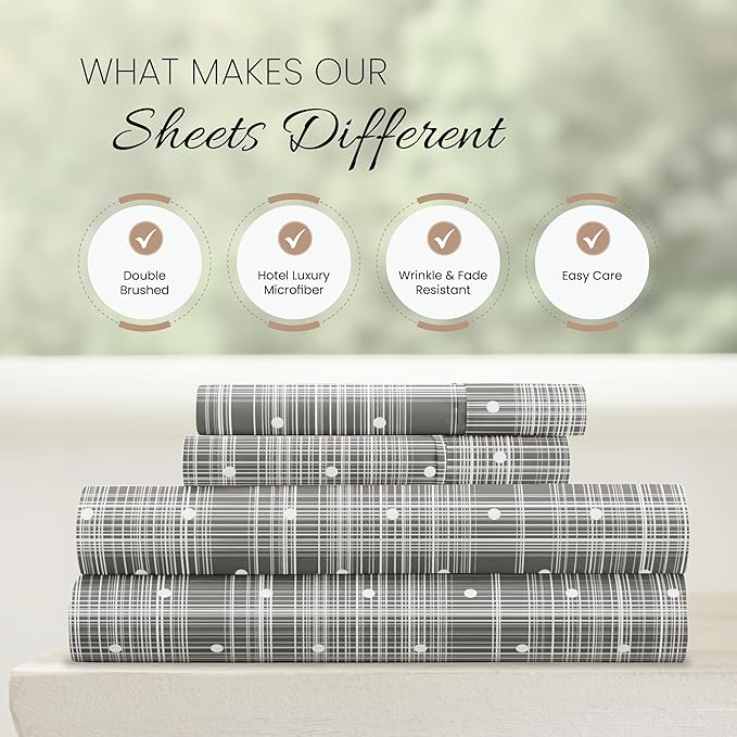 Linen Market 4 Piece Sheet Set Patterned, California King, Polkadot Gray - LeafyLoom
