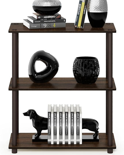 Furinno Turn-N-Tube 3-Tier Compact Multipurpose Shelf Display Rack, Walnut/Brown - LeafyLoom