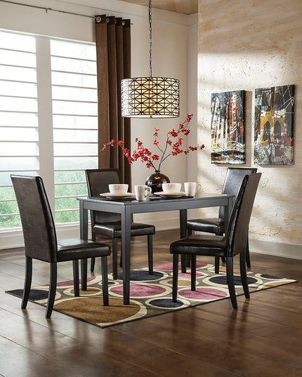 Signature Design by Ashley Kimonte Modern 19" Faux Leather Upholstered Armless Dining Chair, 2 Count, Dark Brown - LeafyLoom