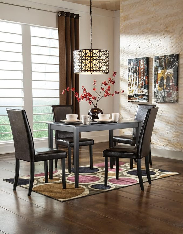 Signature Design by Ashley Kimonte Modern 19" Faux Leather Upholstered Armless Dining Chair, 2 Count, Dark Brown - LeafyLoom