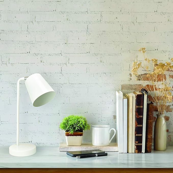 Newhouse Lighting NHDK-OS-WH Oslo Contemporary Desk Lamp with LED Bulb Included, White - LeafyLoom