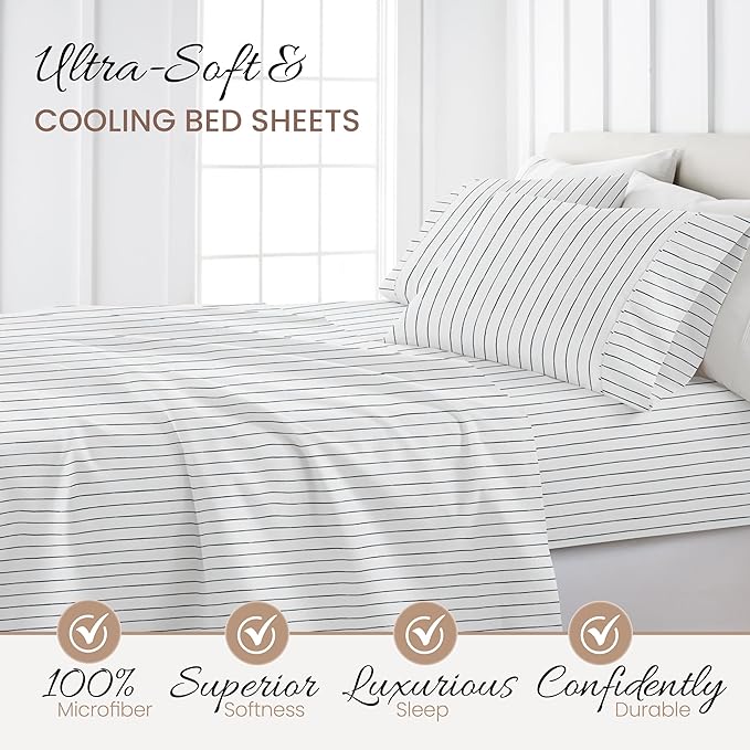 Linen Market 4 Piece California King Bedding Sheet Set (Navy Blue) - Sleep Better Than Ever with These Ultra-Soft Cooling Bed Sheets for Your California King Size Bed - Deep Pocket Fits 16" Mattress - LeafyLoom
