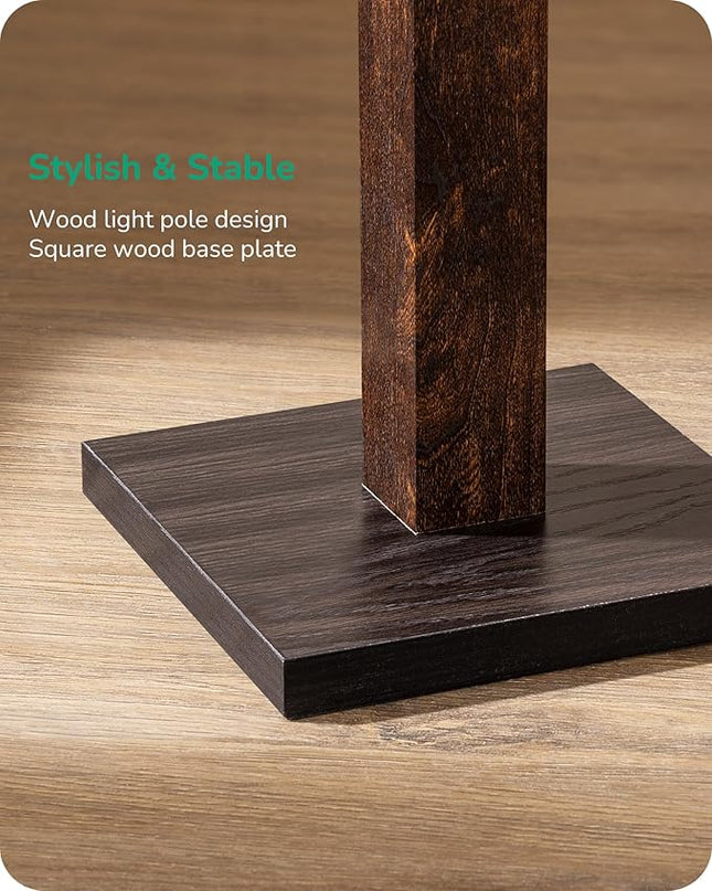 EDISHINE Wooden LED Corner Floor Lamp, Minimalist Dimmable Stick Light with Remote, Modern Standing Light for Living Room, Bedroom, Office, 7 Color Temperature 2700~6000K, 46" - LeafyLoom