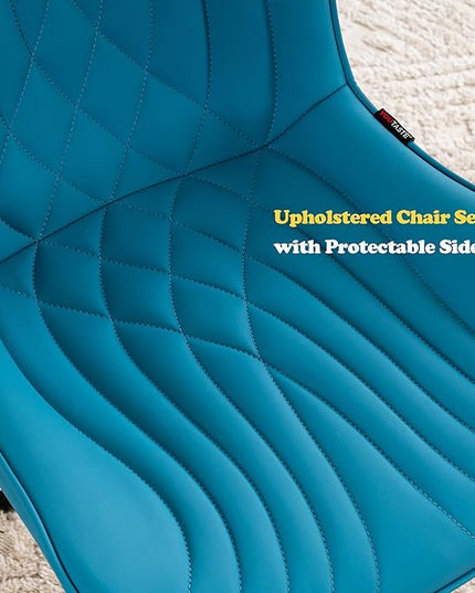 YOUTASTE Office Chair with Wheels Modern Armless Desk Chair, Adjustable Swivel Rolling Computer Task Chair, Faux Leather Sewing Chairs with Ergonomic Rocking Back Gaming Chair, Bright Blue - LeafyLoom