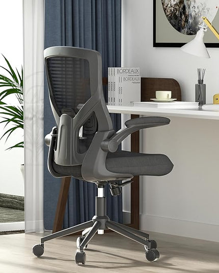 Office Chair, High Back Desk Chair with Adjustable Lumbar Support, Ergonomic Mesh Computer Chair with Premium Cold-Cured Cushion, Height Liftable Swivel Chair for Home Office - LeafyLoom